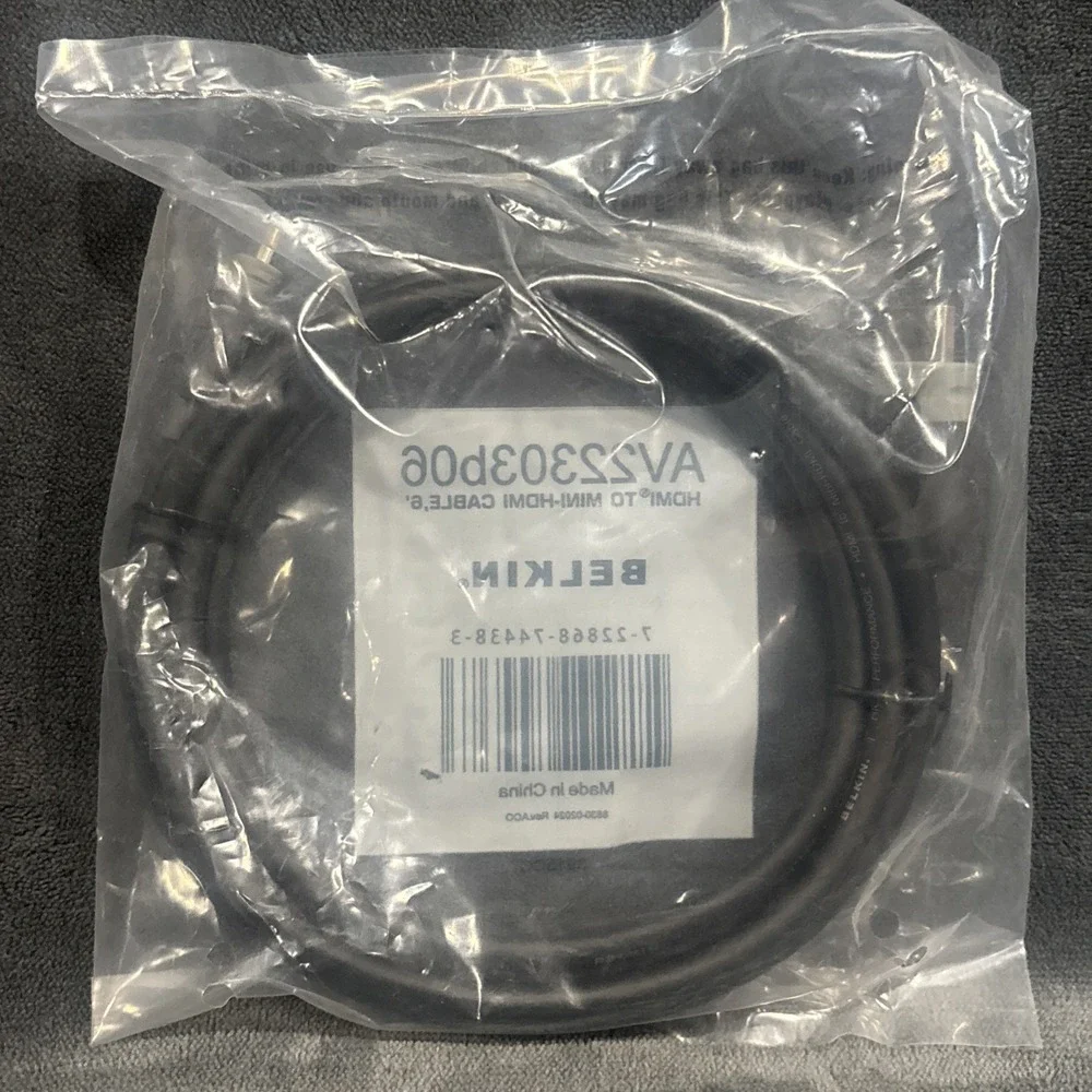 Belkin 6 ft‎ HDMI to Mini-HDMI HDMI-Mini Male Cable AV22303b06 NEW in Sealed Bag